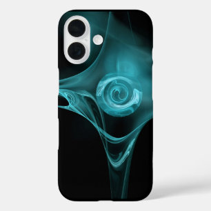 LIGHT BLUE FRACTAL ROSE iPhone 16 CASE