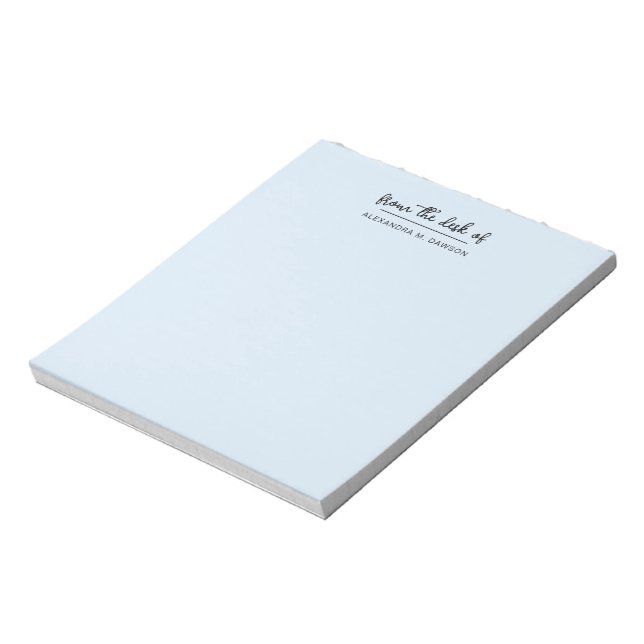 Light Blue From The Desk Of Simple Script Name Notepad (Rotated)