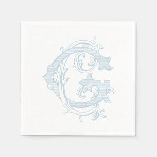 Light Blue "G" Monogram Cocktail Napkins