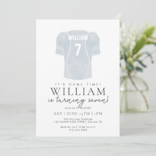 Light Blue Game Time Football Jersey Birthday  Invitation