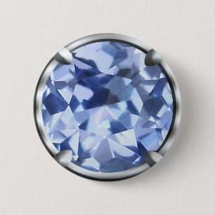 Light Blue Gem Design 6 Cm Round Badge