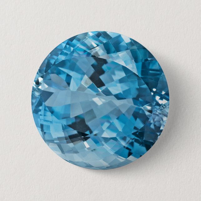 Light blue Gemstone Aquamarine March Birthstone 6 Cm Round Badge (Front)