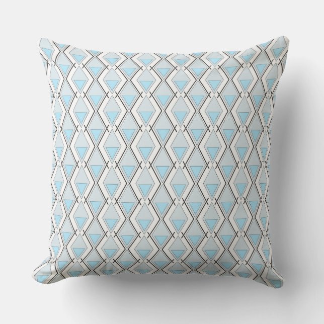 Light blue geometric art deco pattern  cushion (Front)