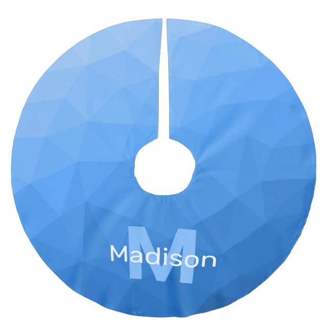 Light blue geometric mesh pattern Monogram Brushed Polyester Tree Skirt (Front)