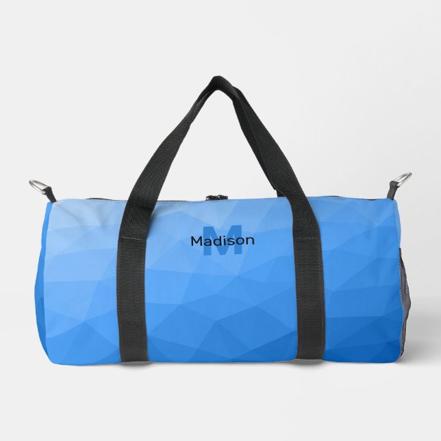 Light blue geometric mesh pattern Monogram Duffle Bag (Front)
