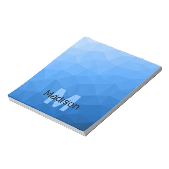 Light blue geometric mesh pattern Monogram Notepad (Rotated)