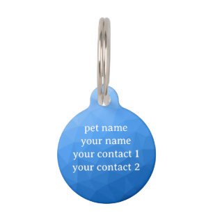 Light blue geometric mesh pattern Your text Pet Tag