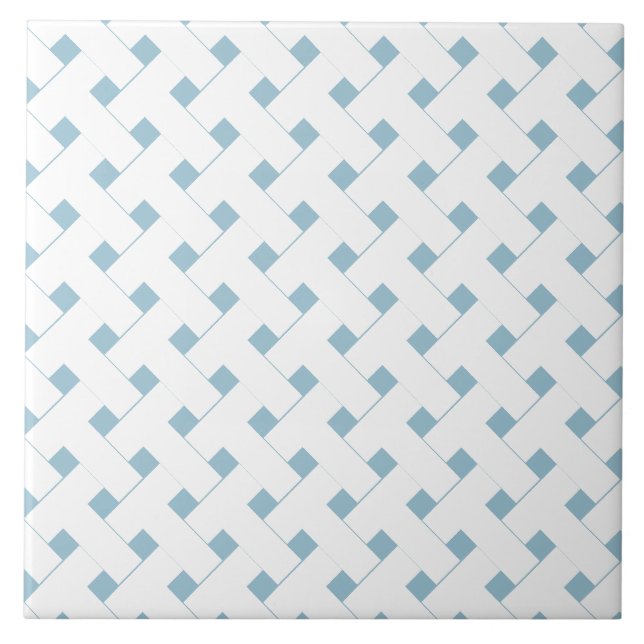 Light Blue geometric trellis  Ceramic Tile (Front)
