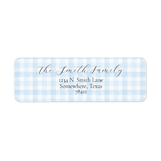 Light Blue Gingham Address Label Return Address Label