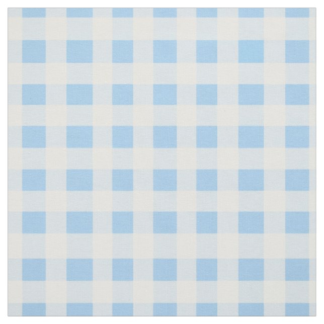 Light Blue Gingham Check Pattern Fabric (Swatch)