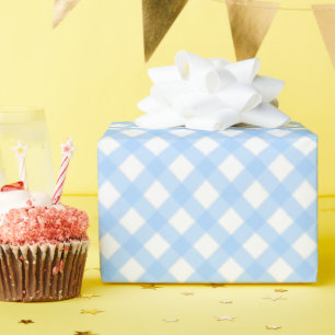 Light Blue Gingham Check Wrapping Paper