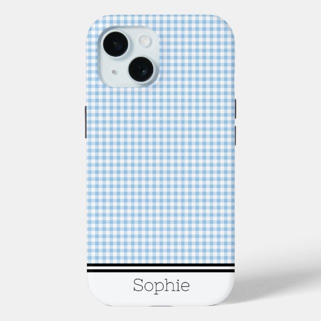 Light Blue Gingham Custom Samsung Case-Mate iPhone Case (Back)