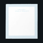 Light blue gingham cute simple personalised notepad<br><div class="desc">With its cute light blue gingham frame, this notepad is the perfect way to send a sweet personalised note. The text reads "a little note from" and includes room for a name, but it can be edited to say anything you'd like. Makes a great stocking stuffer for a little boyw...</div>