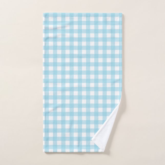 Light Blue Gingham Pastel Pattern Hand Towel (Hand Towel)