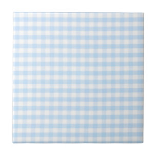 Light blue gingham pattern ceramic tile