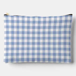 Light Blue Gingham Pattern Classic Chequered Print Accessory Pouch