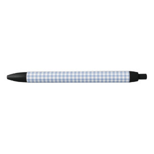 Light Blue Gingham Pattern Classic Chequered Print Black Ink Pen