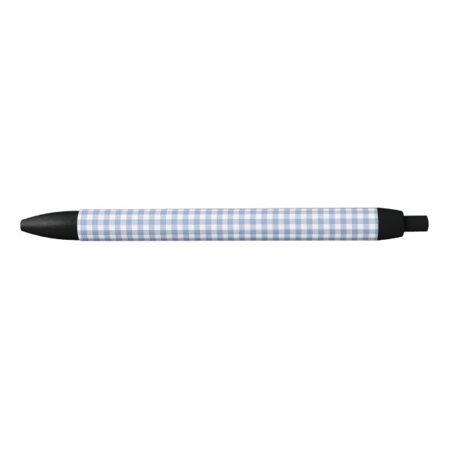 Light Blue Gingham Pattern Classic Chequered Print Black Ink Pen (Front)