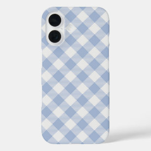 Light Blue Gingham Pattern Classic Chequered Print iPhone 16 Case