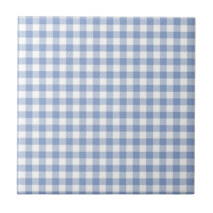 Light Blue Gingham Pattern Classic Chequered Print Ceramic Tile