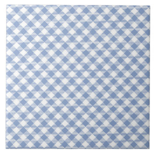 Light Blue Gingham Pattern Classic Chequered Print Ceramic Tile