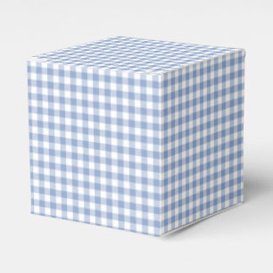 Light Blue Gingham Pattern Classic Chequered Print Favour Box