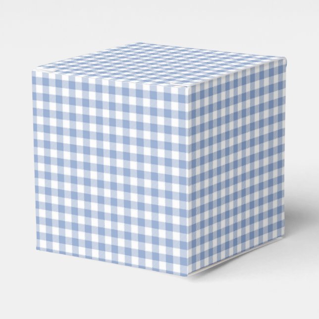Light Blue Gingham Pattern Classic Chequered Print Favour Box (Front Side)