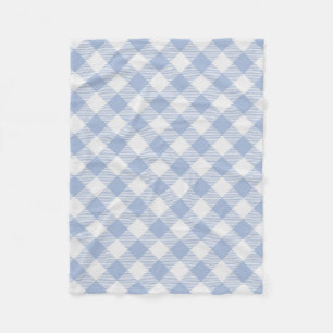 Light Blue Gingham Pattern Classic Chequered Print Fleece Blanket