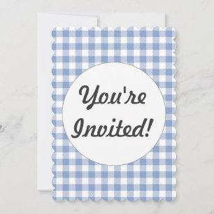 Light Blue Gingham Pattern Classic Chequered Print Invitation