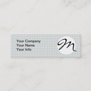 Light Blue Gingham Pattern Classic Chequered Print Mini Business Card
