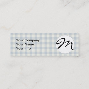 Light Blue Gingham Pattern Classic Chequered Print Mini Business Card