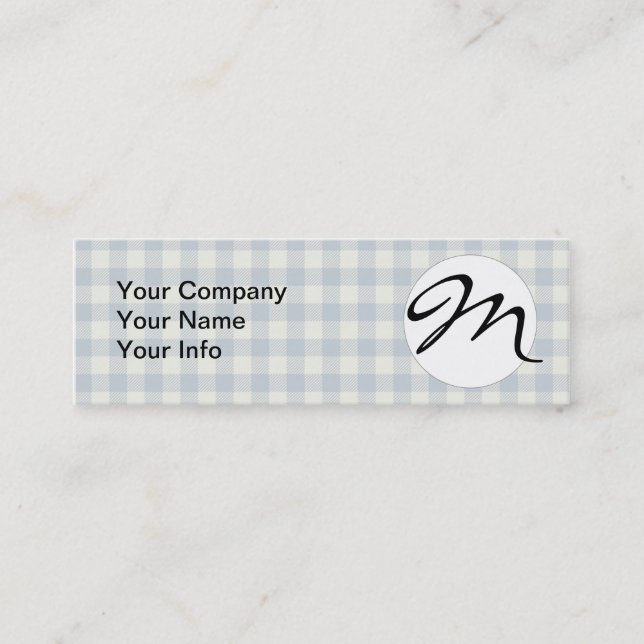 Light Blue Gingham Pattern Classic Chequered Print Mini Business Card (Front)