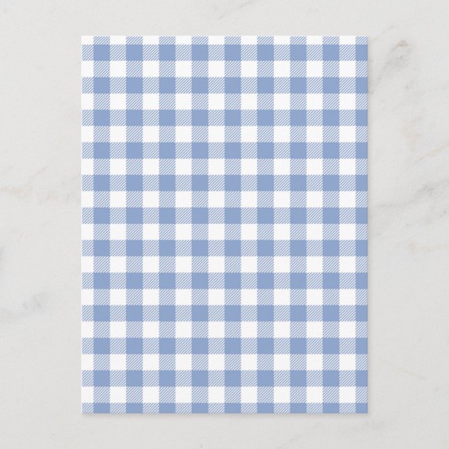 Light Blue Gingham Pattern Classic Chequered Print Postcard (Front)