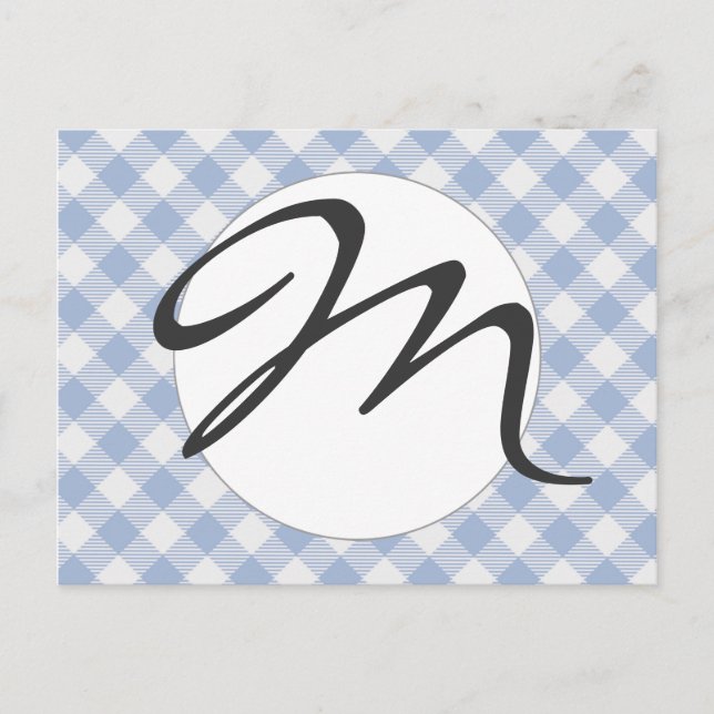 Light Blue Gingham Pattern Classic Chequered Print Postcard (Front)