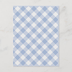 Light Blue Gingham Pattern Classic Chequered Print Postcard