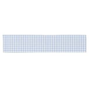 Light Blue Gingham Pattern Classic Chequered Print Short Table Runner