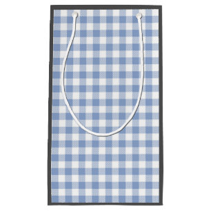 Light Blue Gingham Pattern Classic Chequered Print Small Gift Bag