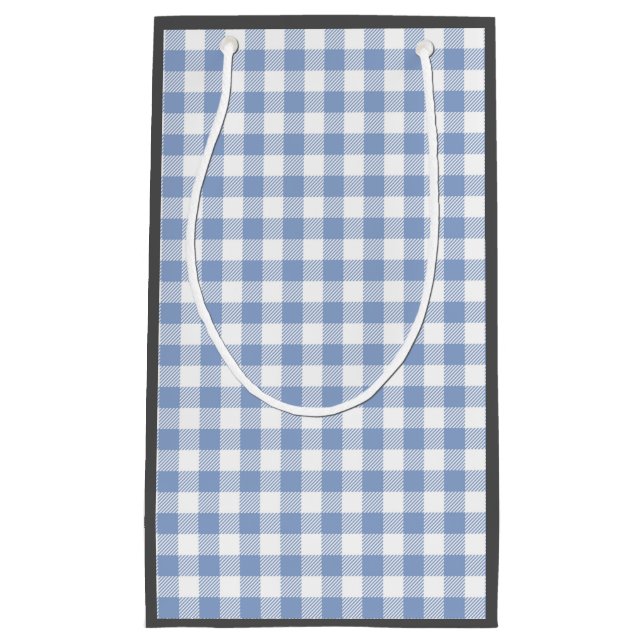 Light Blue Gingham Pattern Classic Chequered Print Small Gift Bag (Front)