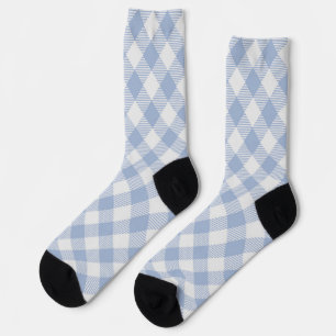 Light Blue Gingham Pattern Classic Chequered Print Socks