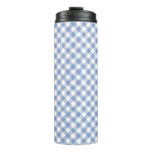 Light Blue Gingham Pattern Classic Chequered Print Thermal Tumbler