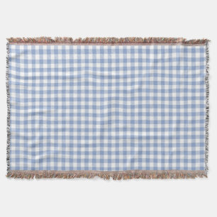 Light Blue Gingham Pattern Classic Chequered Print Throw Blanket