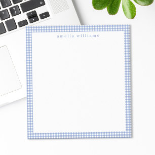 Light Blue Gingham Plaid Notepad