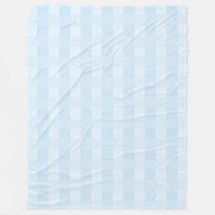 Light Blue Gingham Plaid Pattern Fleece Blanket