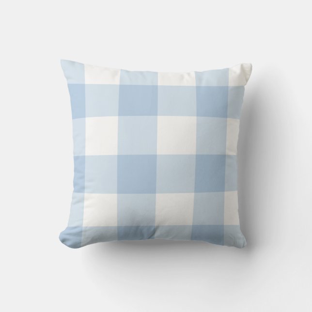 Light Blue Gingham Throw Pillow (Front)