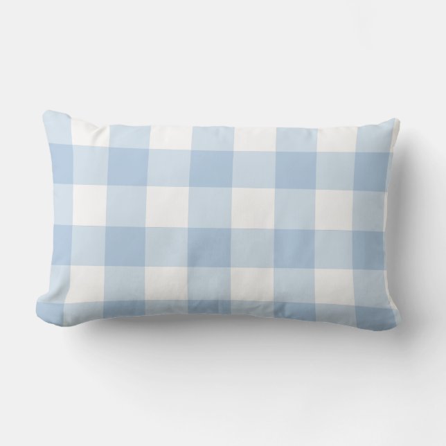 Light Blue Gingham Throw Pillow (Front)
