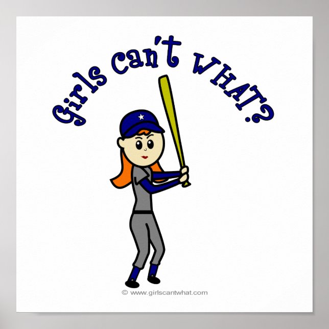 Light Blue Girls Softball Poster (Front)
