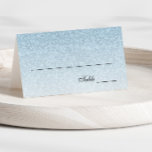 Light Blue Glam Glitter Place Card<br><div class="desc">This trendy glitter place card has faux glitter on the front with an area for you to write in the names and table numbers (by hand). The back features the same glitter pattern with your event and date. Use the template form to add your own information. The "Customise Further" feature...</div>