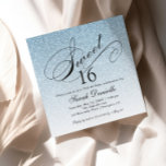 Light Blue Glam Glitter Sweet 16 Square Invitation<br><div class="desc">This beautiful invitation features faux ombre glitter and your custom text.  Use the template form the add your information.  Change the font or add more text using the Customise It feature.</div>