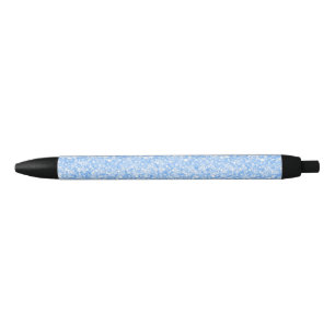 Light Blue Glitter And Sparkles Black Ink Pen