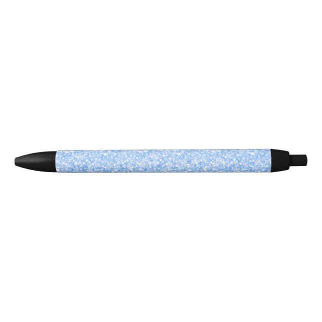 Light Blue Glitter And Sparkles Black Ink Pen (Front)
